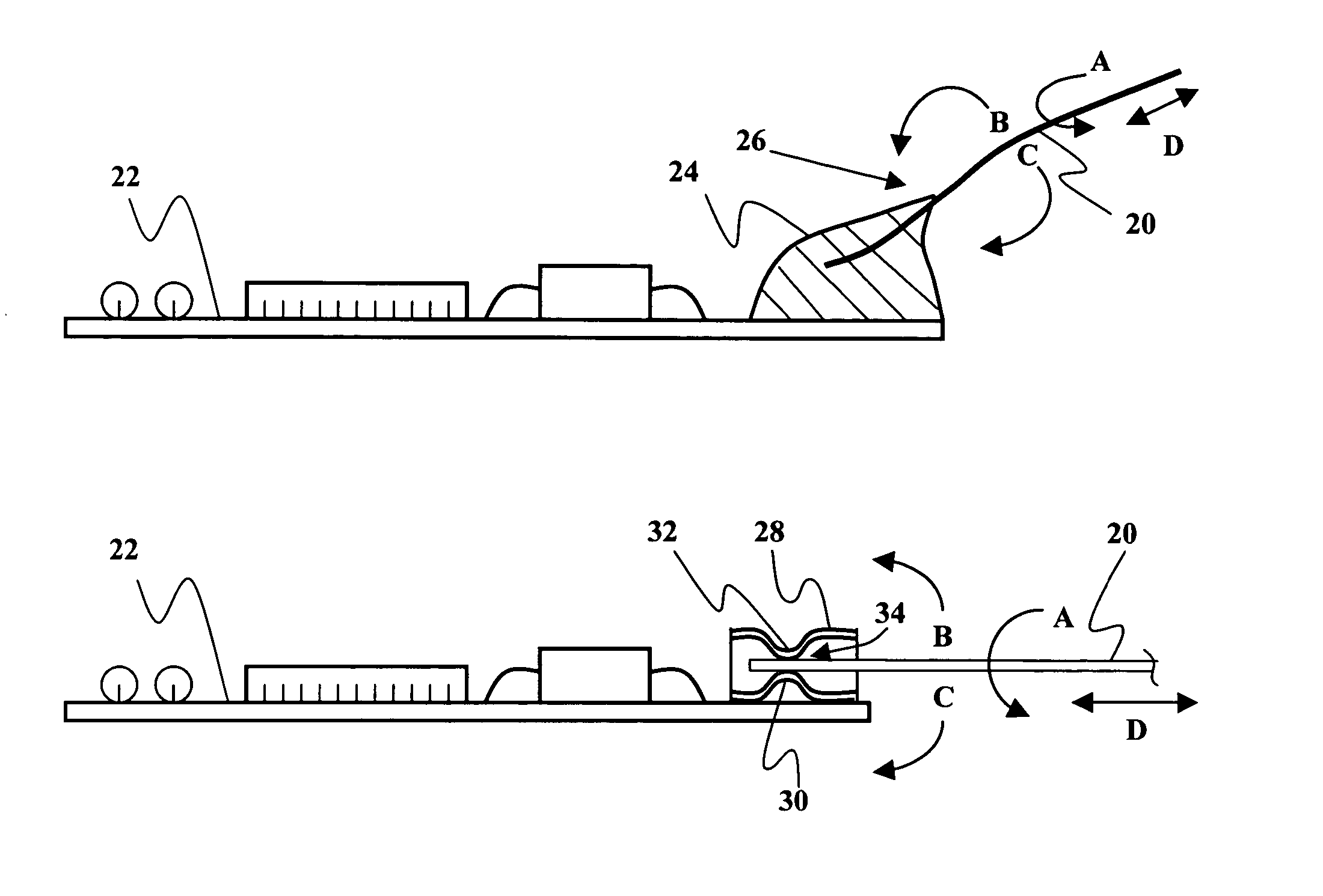 Graduated stiffness for electrical connections in tires