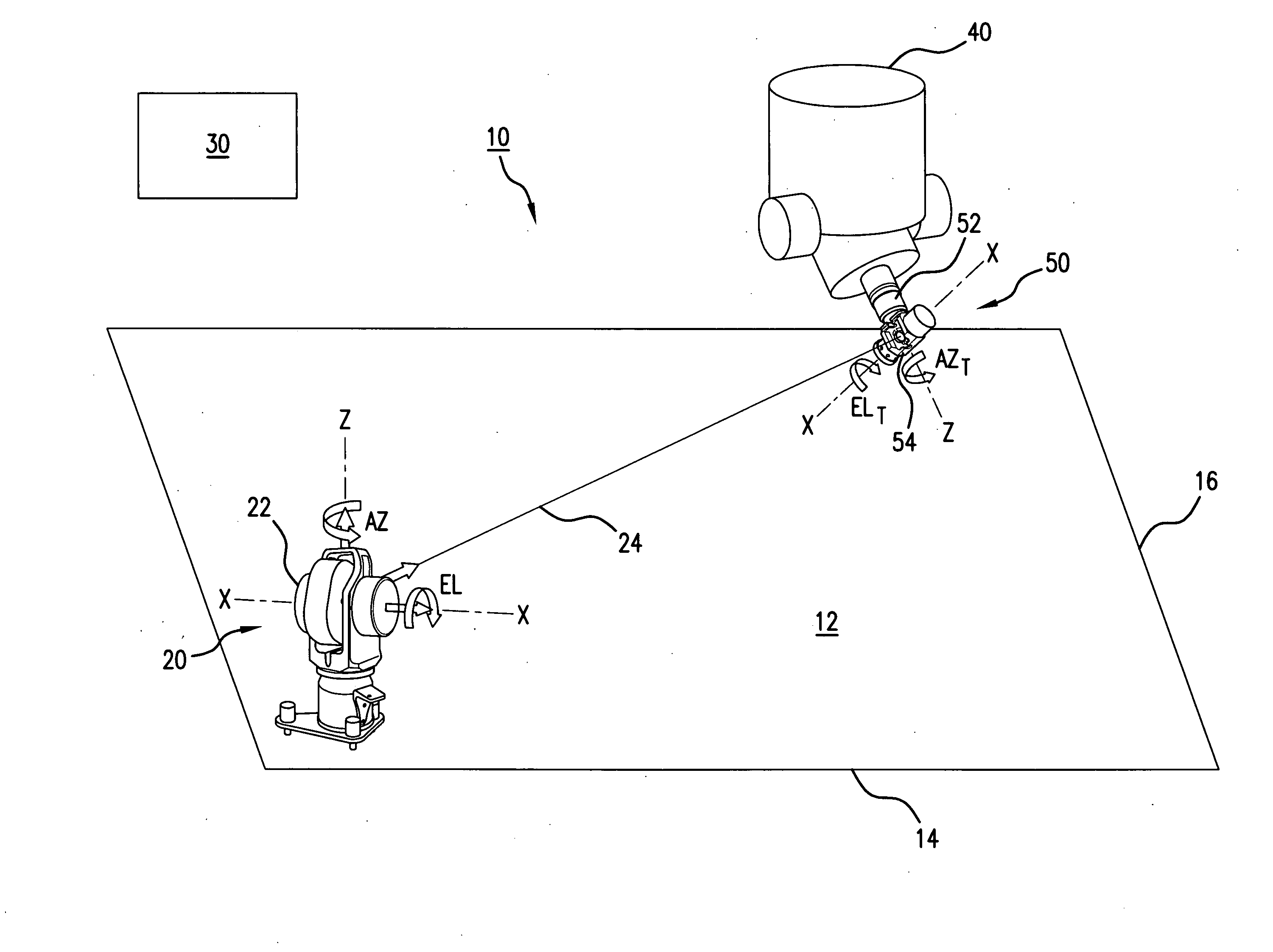 Volumetric error compensation system with laser tracker and active target