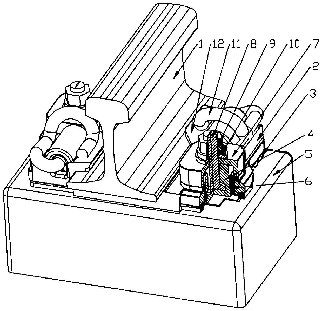 Track vibration attenuation fastener and installing method