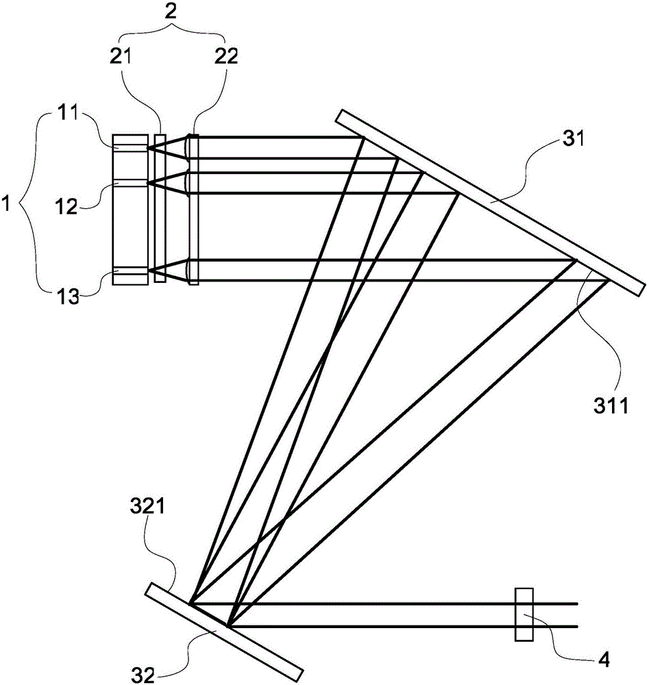 Laser array beam combining device