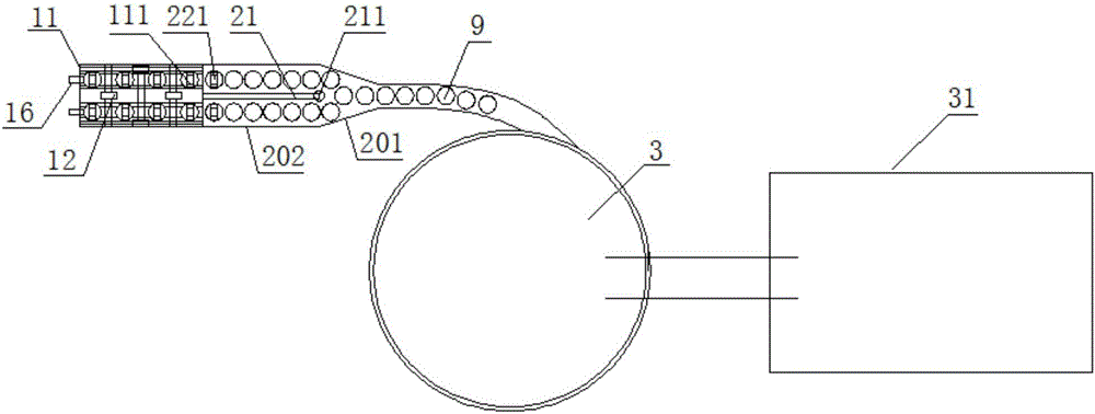 Automatic material loading and taking device for LED lamp heat dissipation cup injection molding