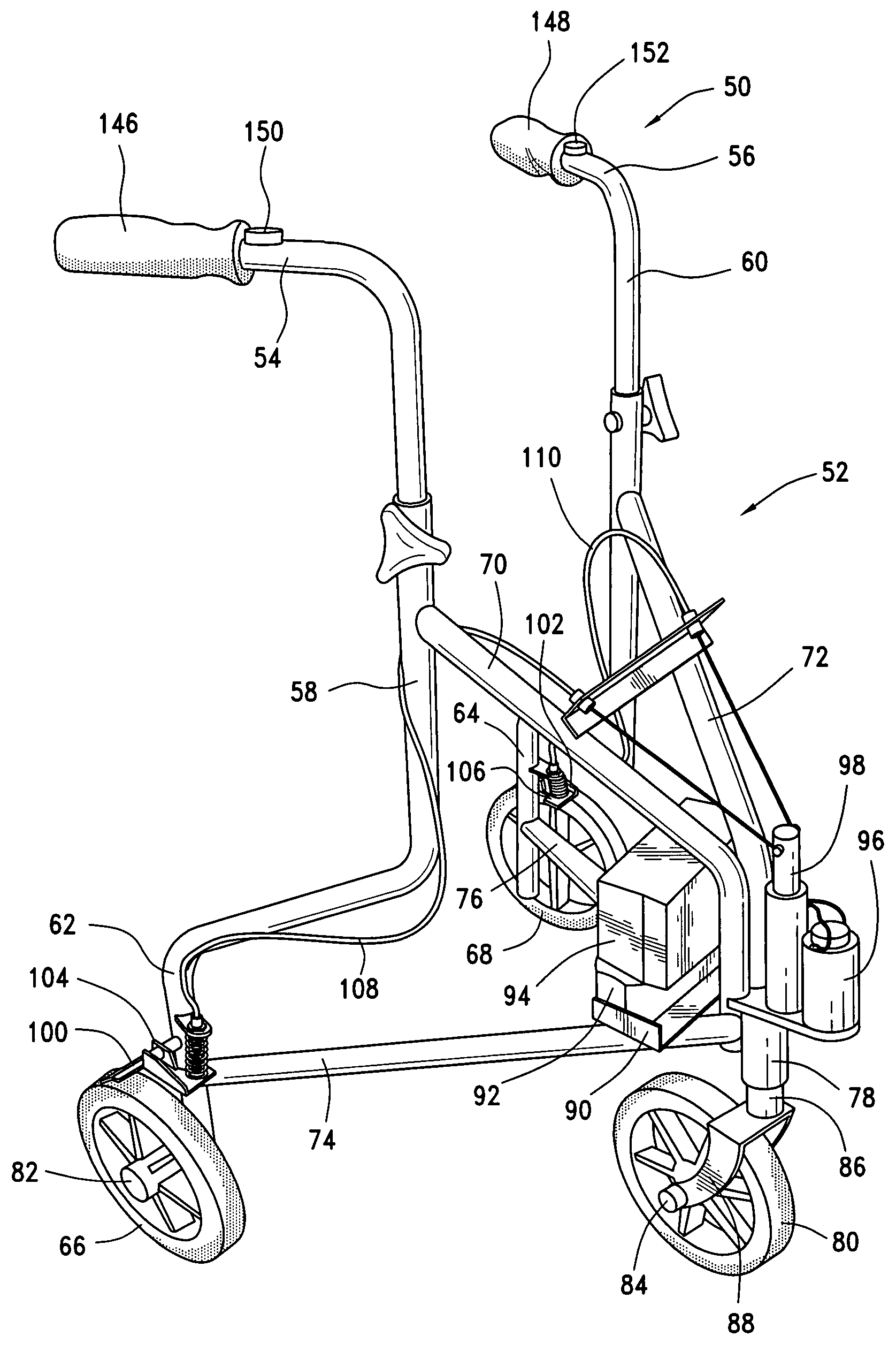 Electronically controlled brakes for walkers