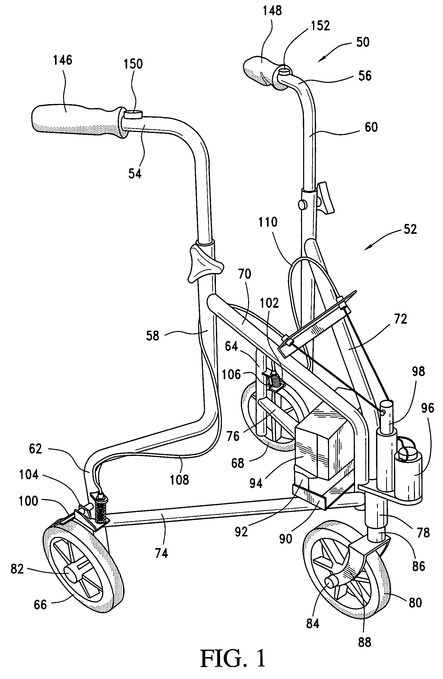 Electronically controlled brakes for walkers