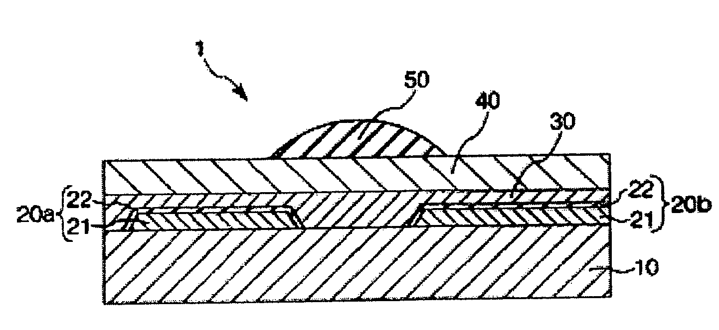 Electrode, method for forming an electrode, thin-film transistor, electronic circuit, organic electroluminescent element, display, and electronic equipment