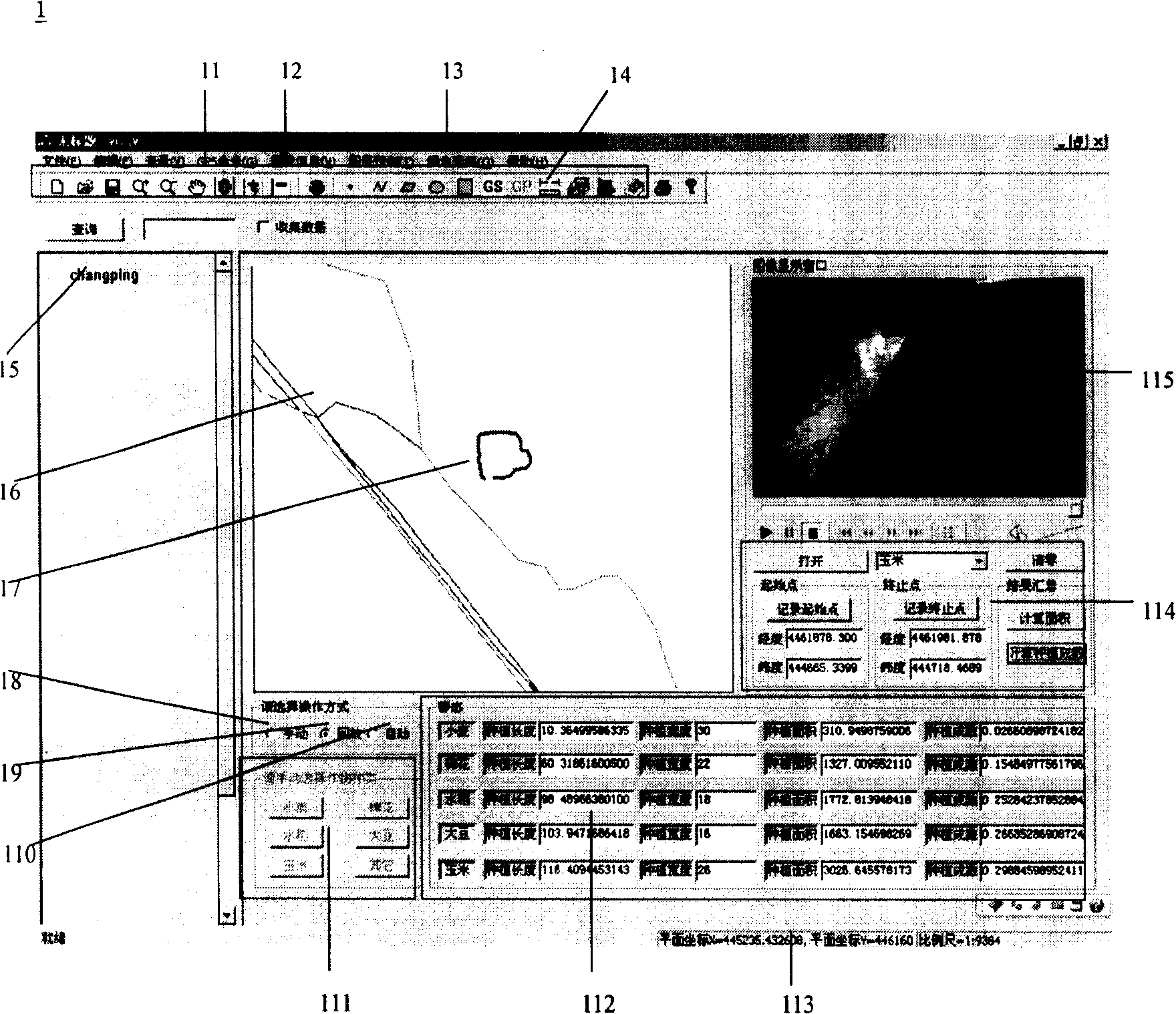 Vehicle mounted investigation method and system of large scale crops planting area