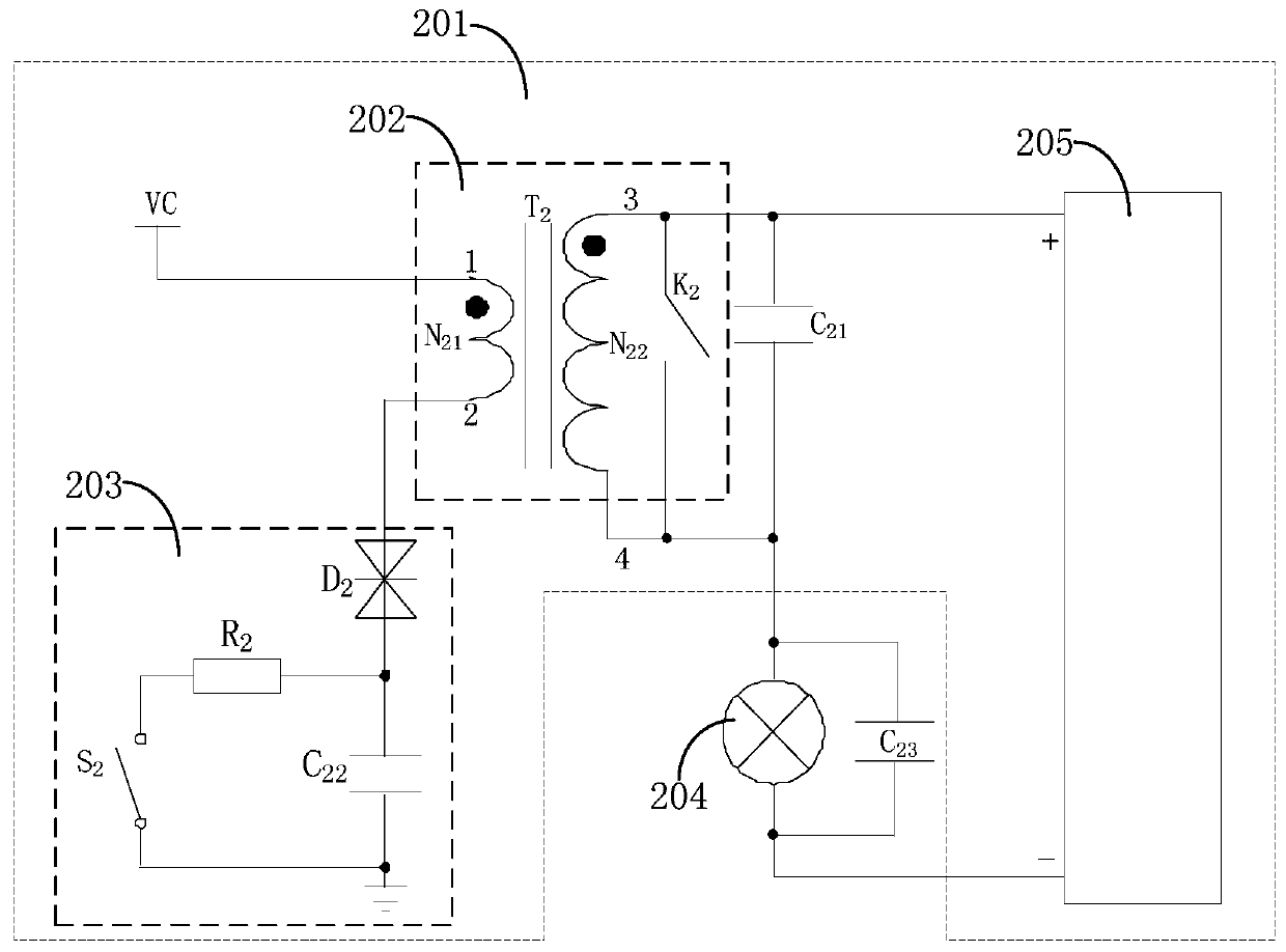 A voltage output circuit, a drive circuit, and a switching power supply