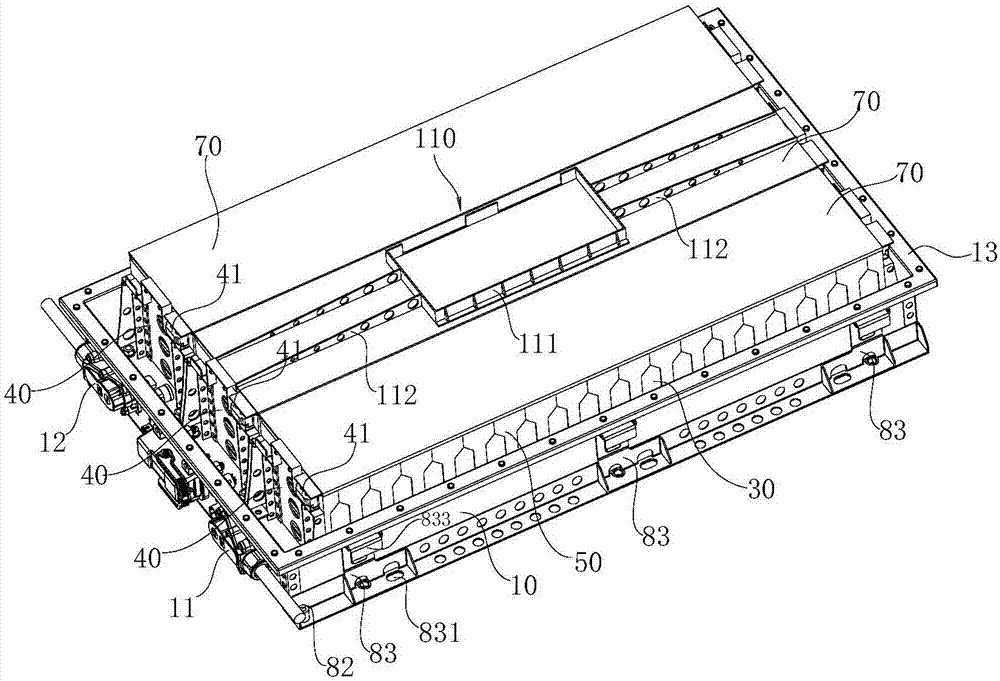 Structure for heat radiation of battery module and installation and fixation of electrical cores