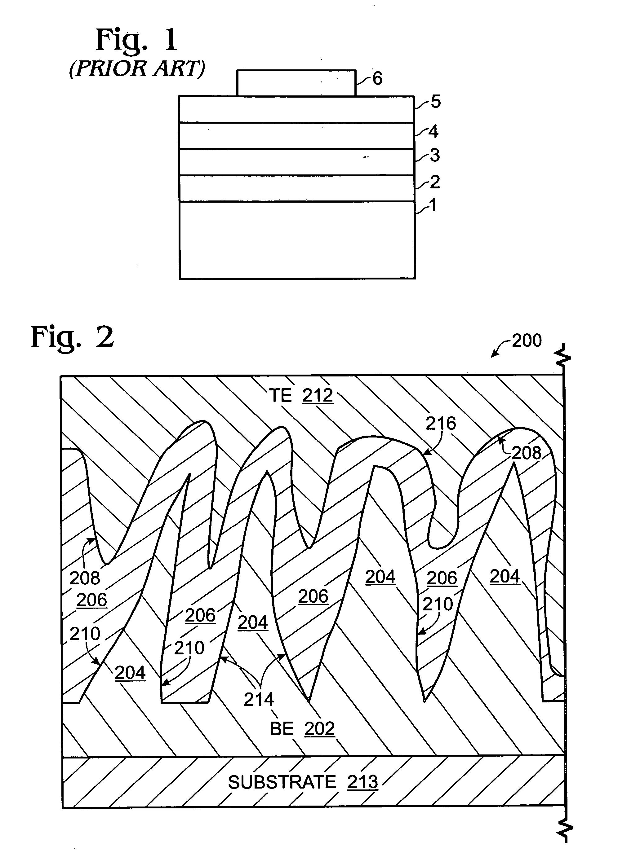 Nanotip electrode electroluminescence device with contoured phosphor layer