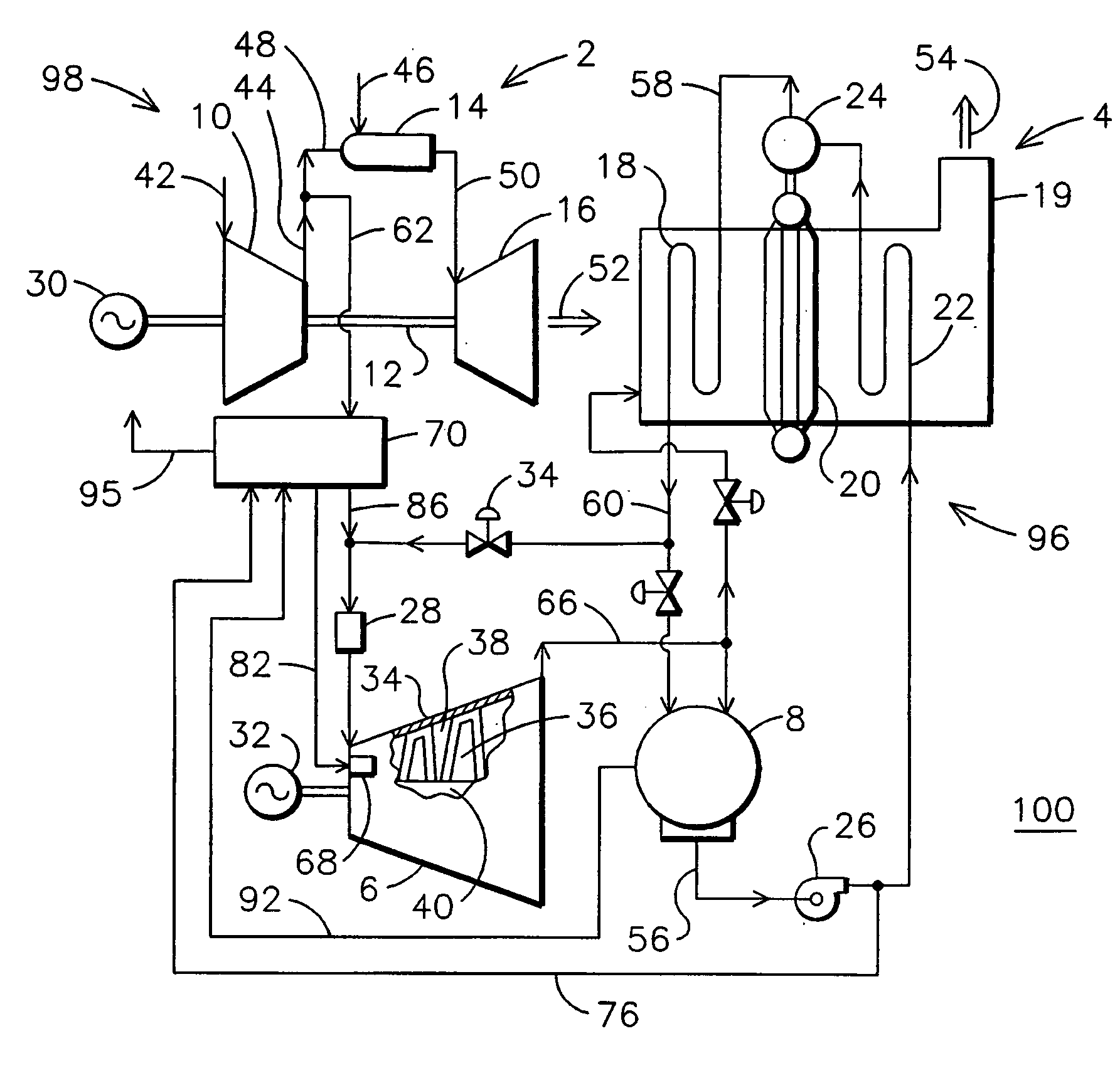 Combined cycle power plant using compressor air extraction