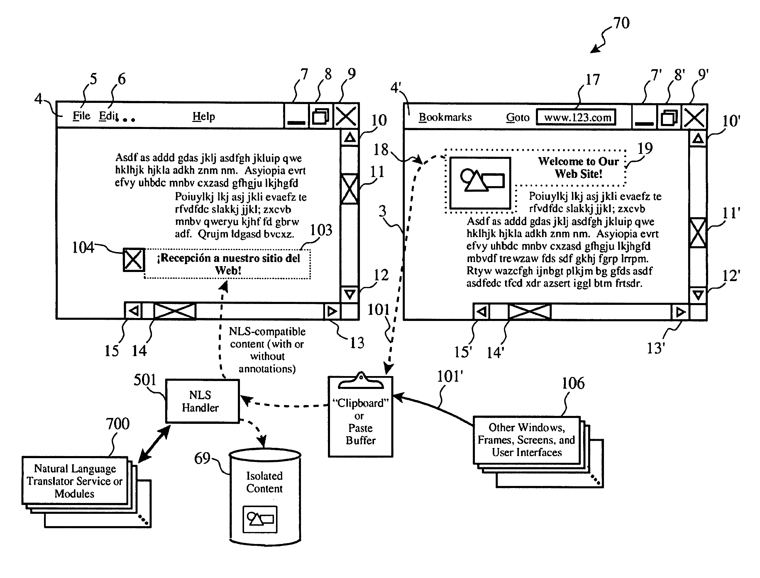 Automatic natural language translation of embedded text regions in images during information transfer