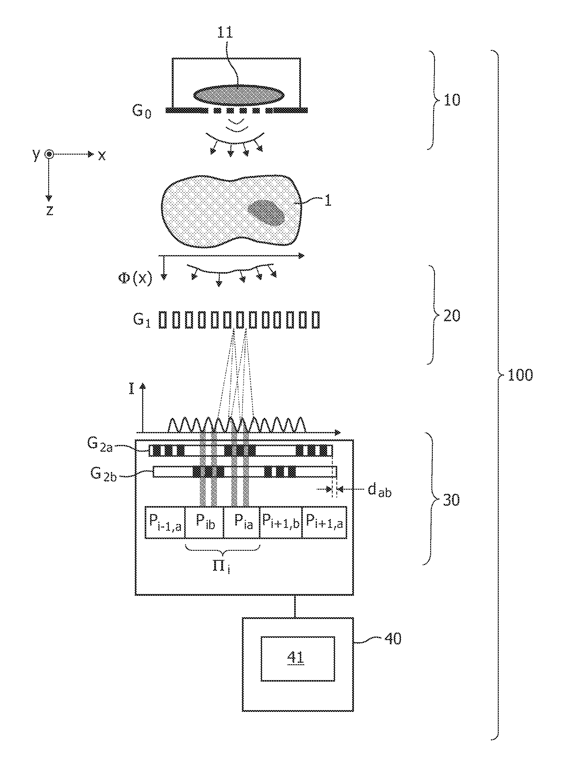 X-ray detector for phase contrast imaging