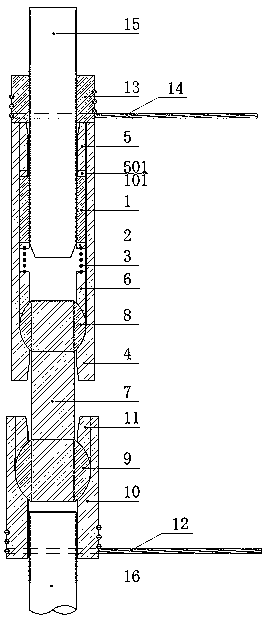 Sawtooth clutch lead screw anchoring spherical nut offset rod part connector