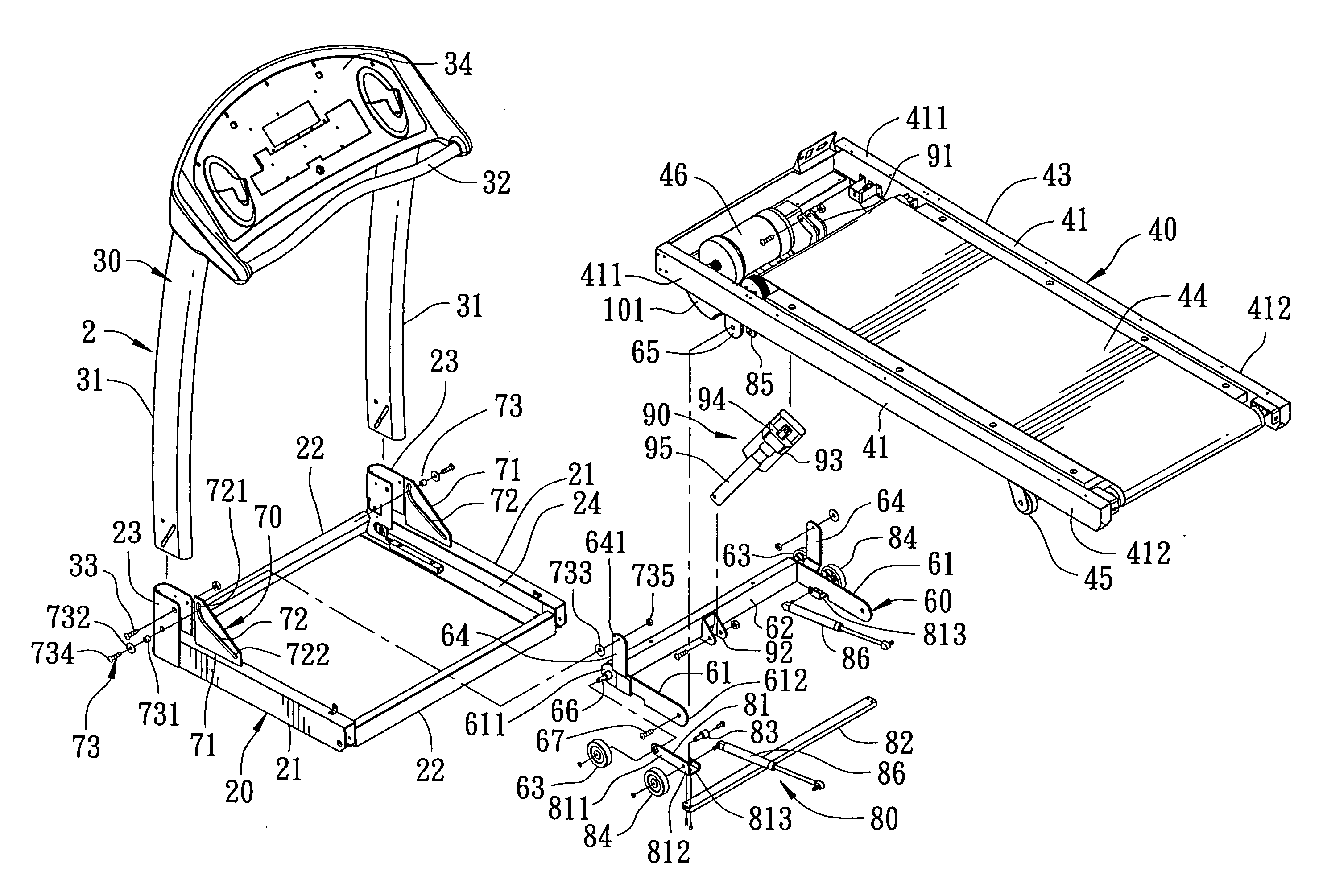 Folding treadmill