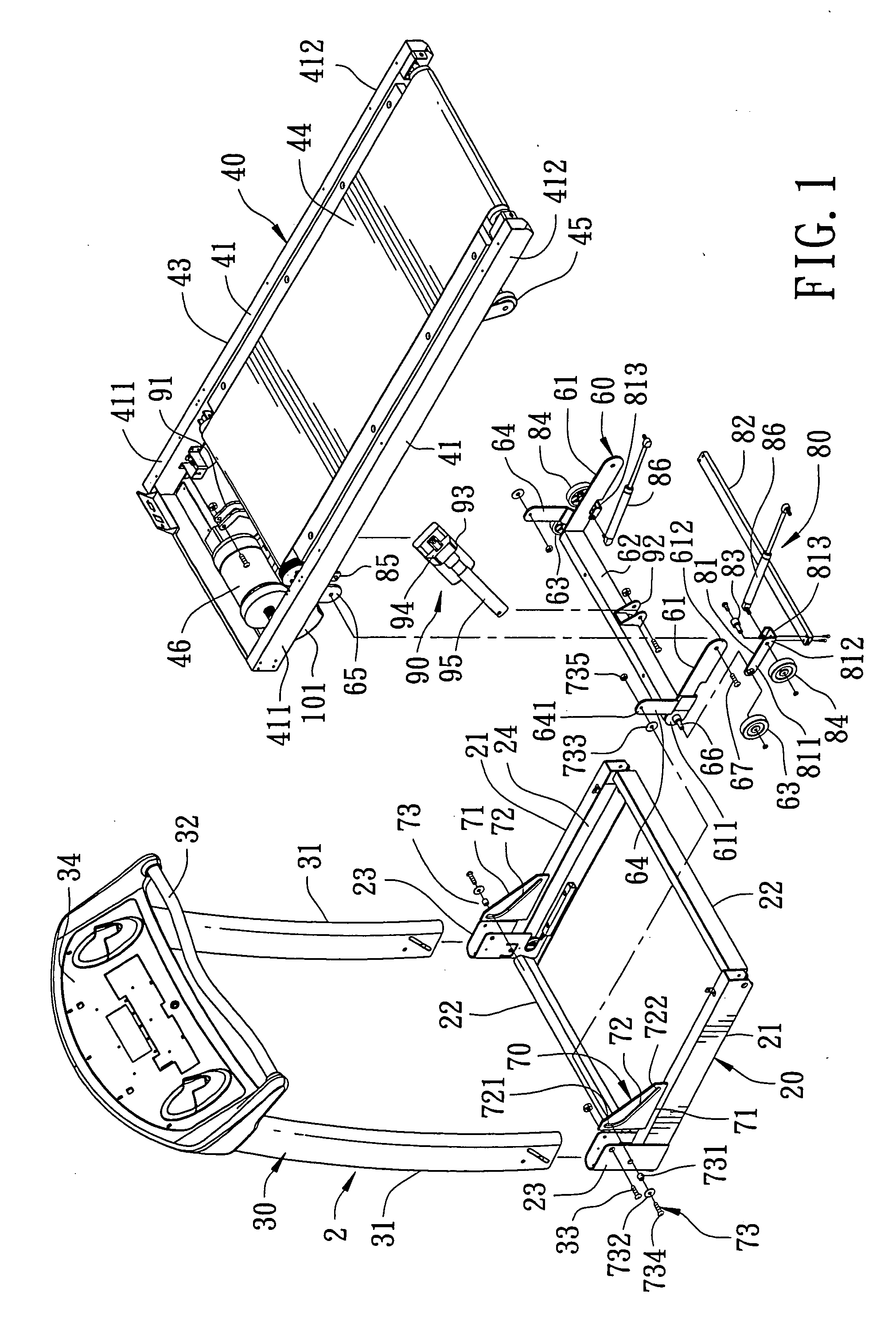 Folding treadmill