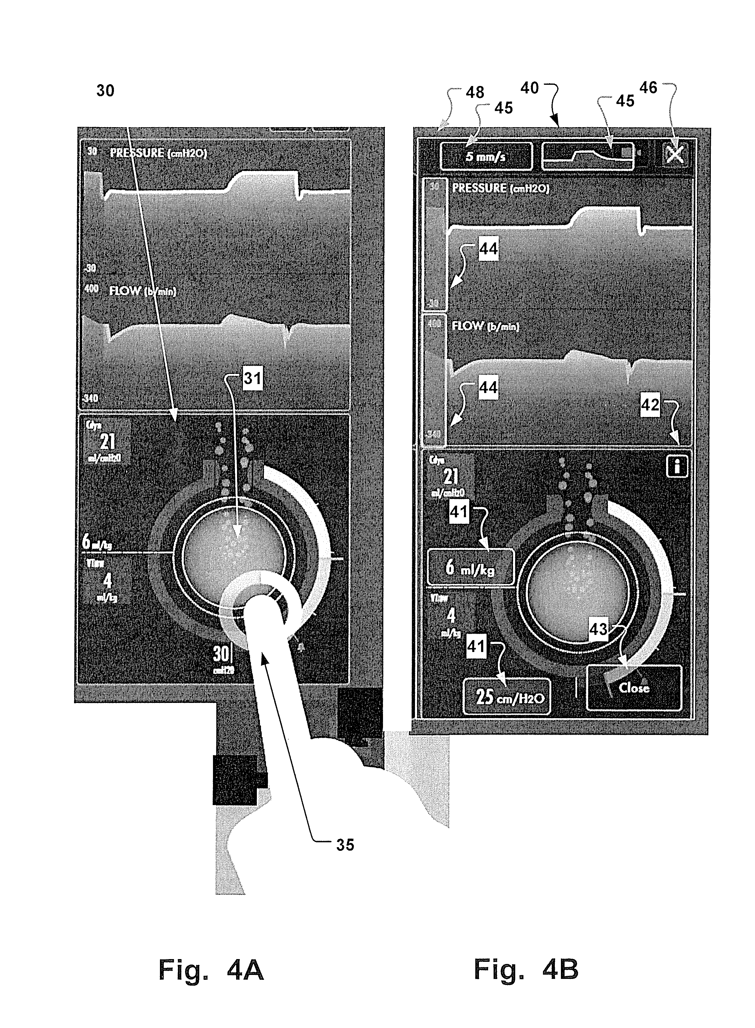 System with breathing apparatus and touch screen