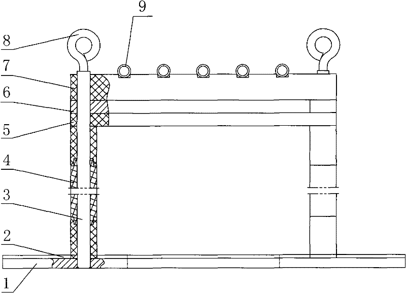 Carbon, graphite/steel composite lifting tooling used for high-temperature furnaces