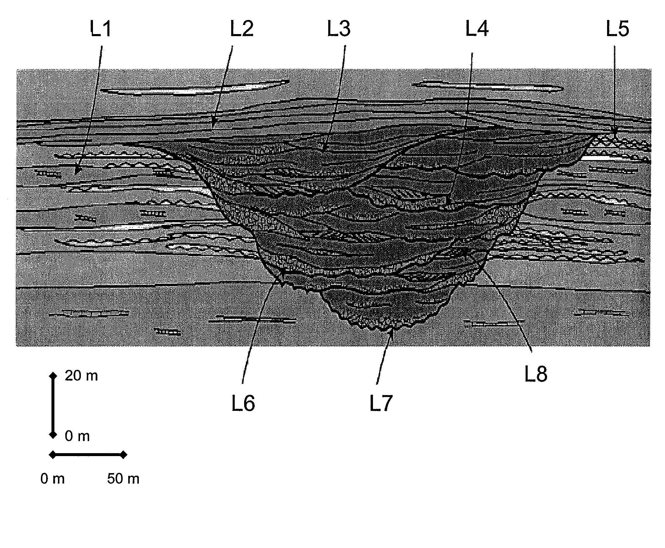 Use of the stationary state of energy-exchanging cellular automata for modelling sedimentary architectures