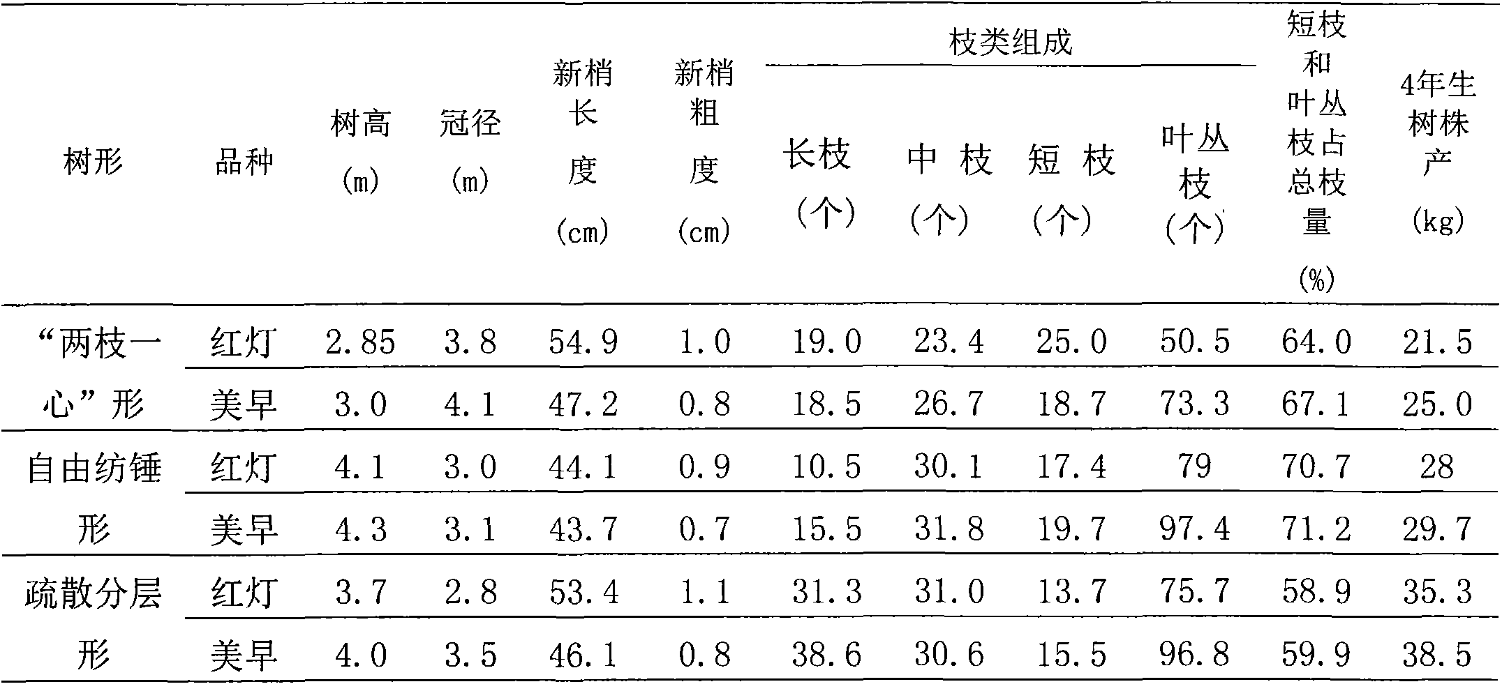 Method for pruning densely-planted large cherry tree to form high photosynthetic efficiency tree form