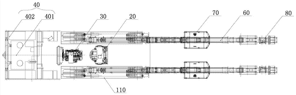 Two-arm and two-basket steel arch mounting machine and steel arch construction method used for tunnel