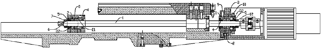 A screw rod pre-stretching installation structure