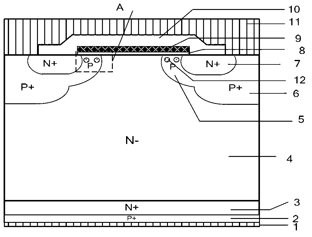 IGBT (insulated gate bipolar translator) device with high-temperature self-protection function