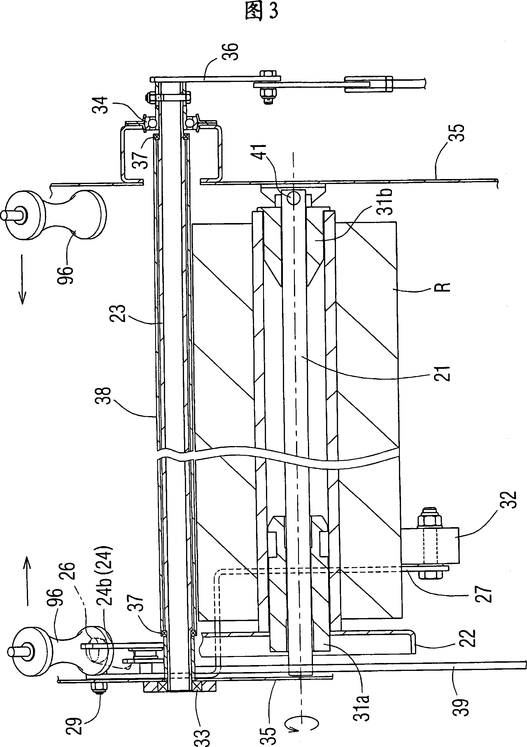 Film letting-off device for roll baler, and method for winding film on rolled bale