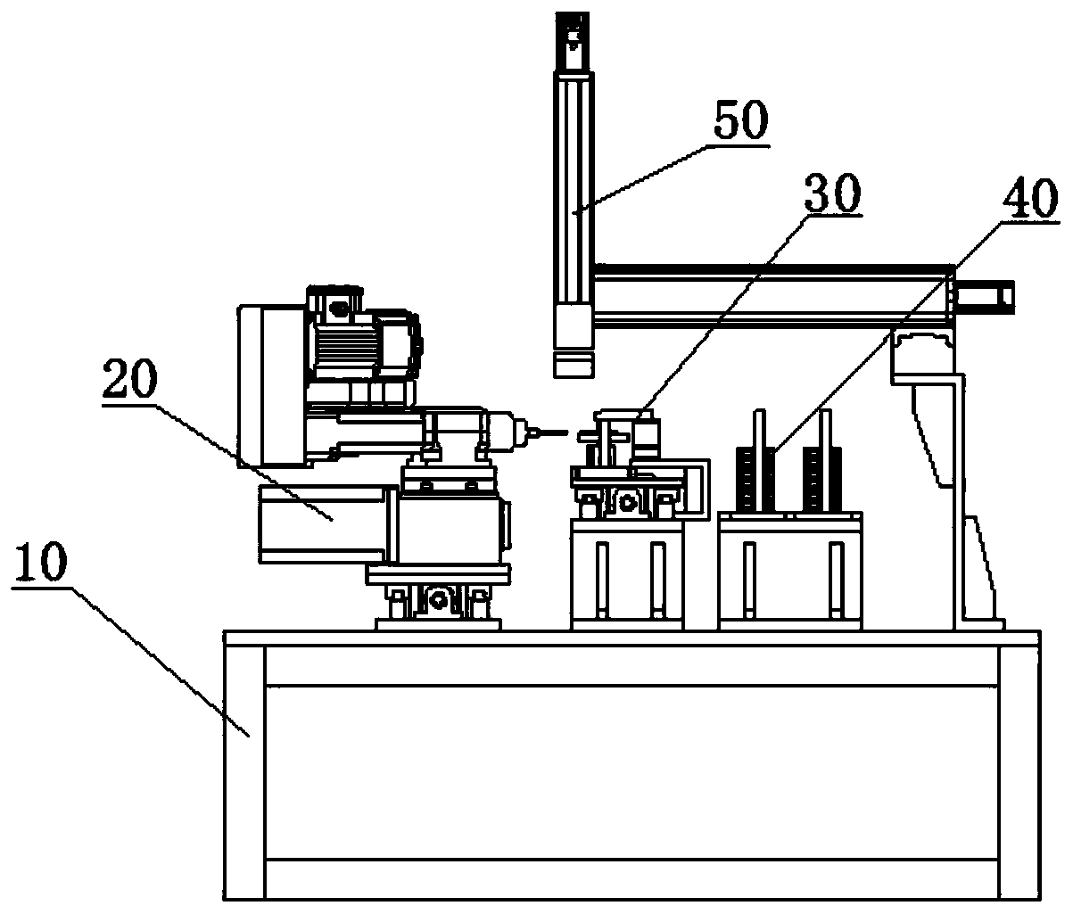 Full-automatic numerical control drilling machine for brake pad steel backing and power head assembly used in full-automatic numerical control drilling machine