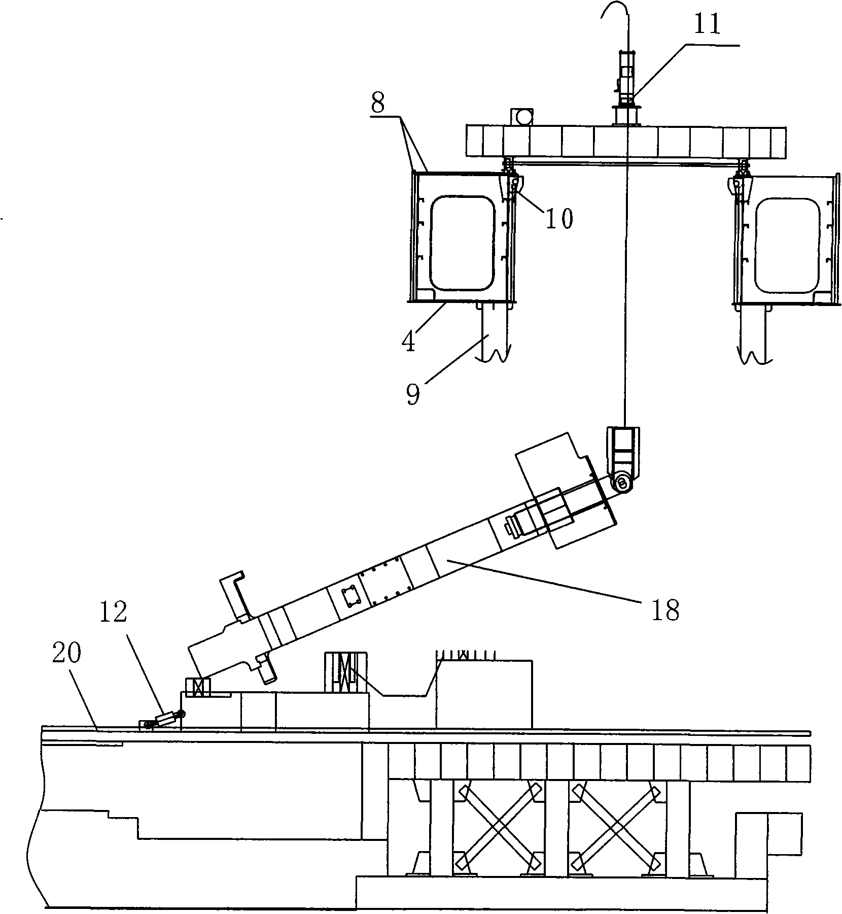 Method for continuously hoisting rolling mill housings by hydraulic pushing and lifting