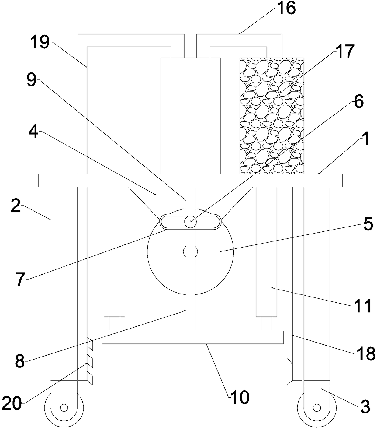 Circulating dust prevention non-uniform-velocity type continuous road surface constructing compaction device