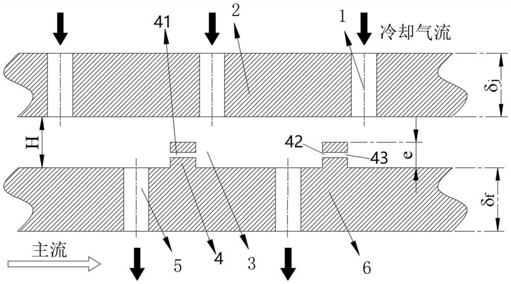 High-blocking-ratio fin layer plate cooling structure and method for turbine blade mid-chord area