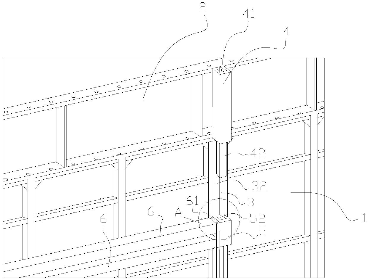 Aluminum-formwork vertical-profile square beam connection joint and aluminum formwork system