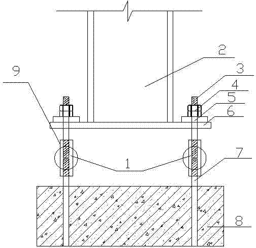 Building steel-column foundation lengthening bolt and lengthening method thereof