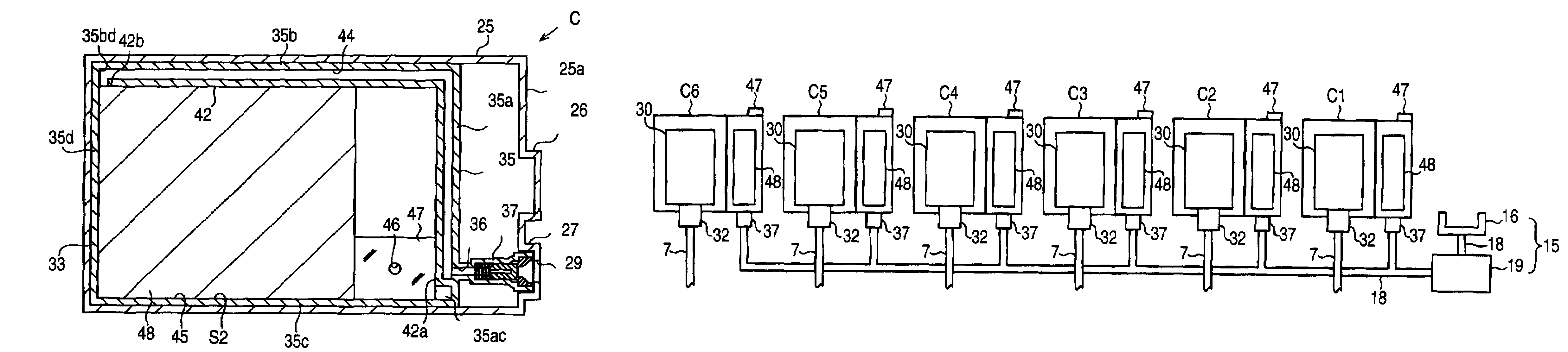 Waste liquid collecting method, liquid injecting apparatus and cartridge set