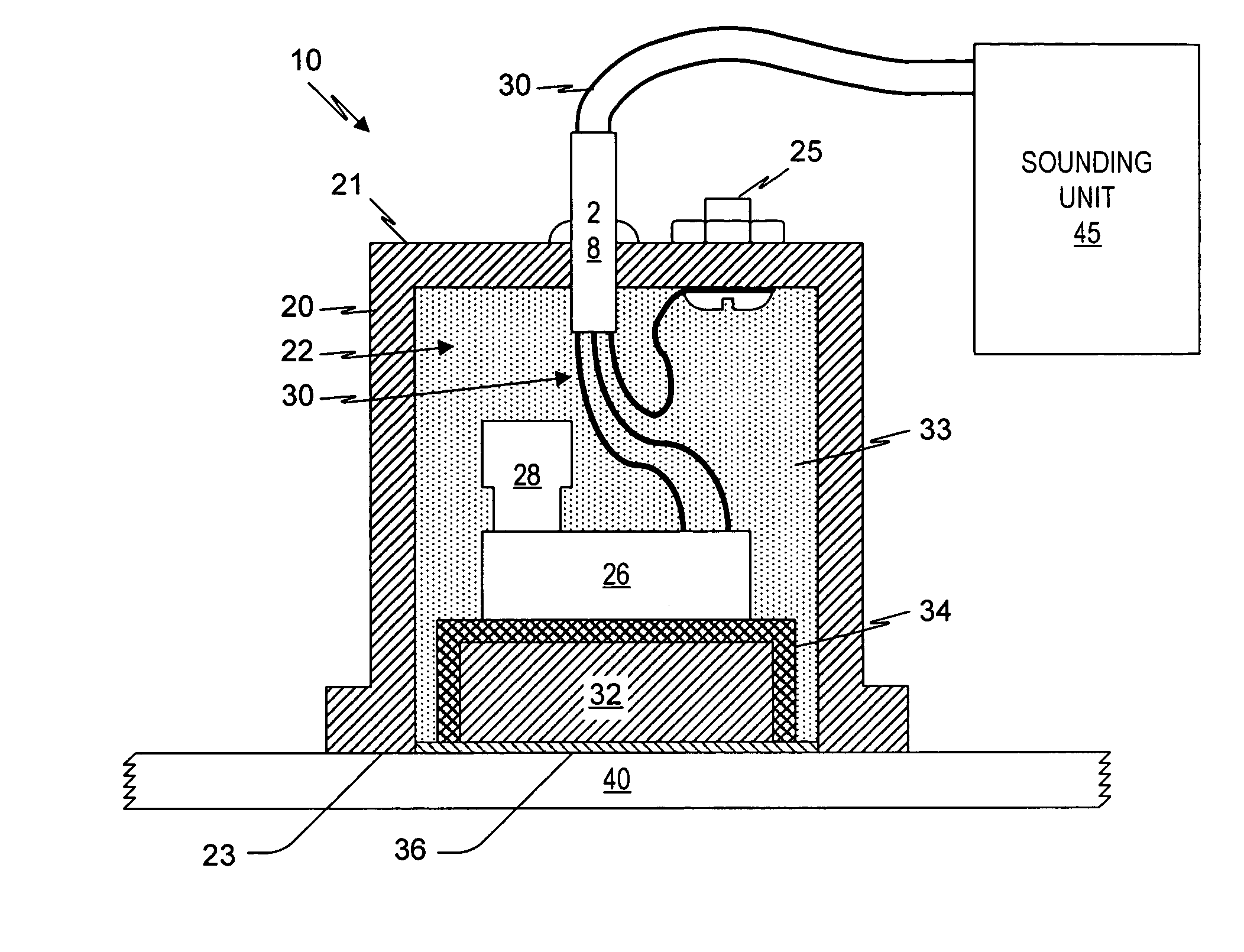 Acoustic transducer assembly for aluminum hulled vessels