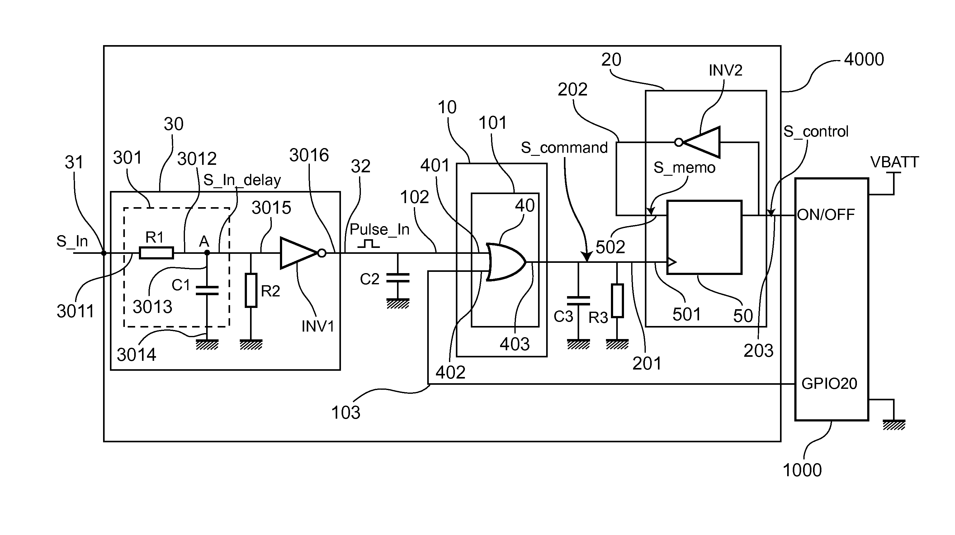 Device for controlling the operation of a radiocommunication electronic module, and corresponding electronic circuit