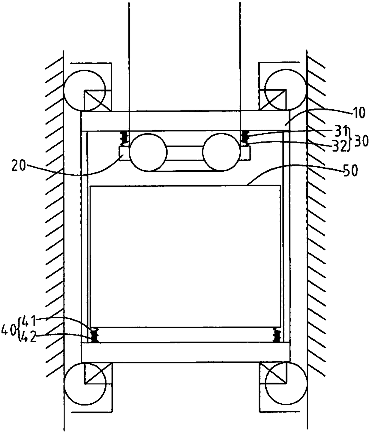 Elevator car damping structure