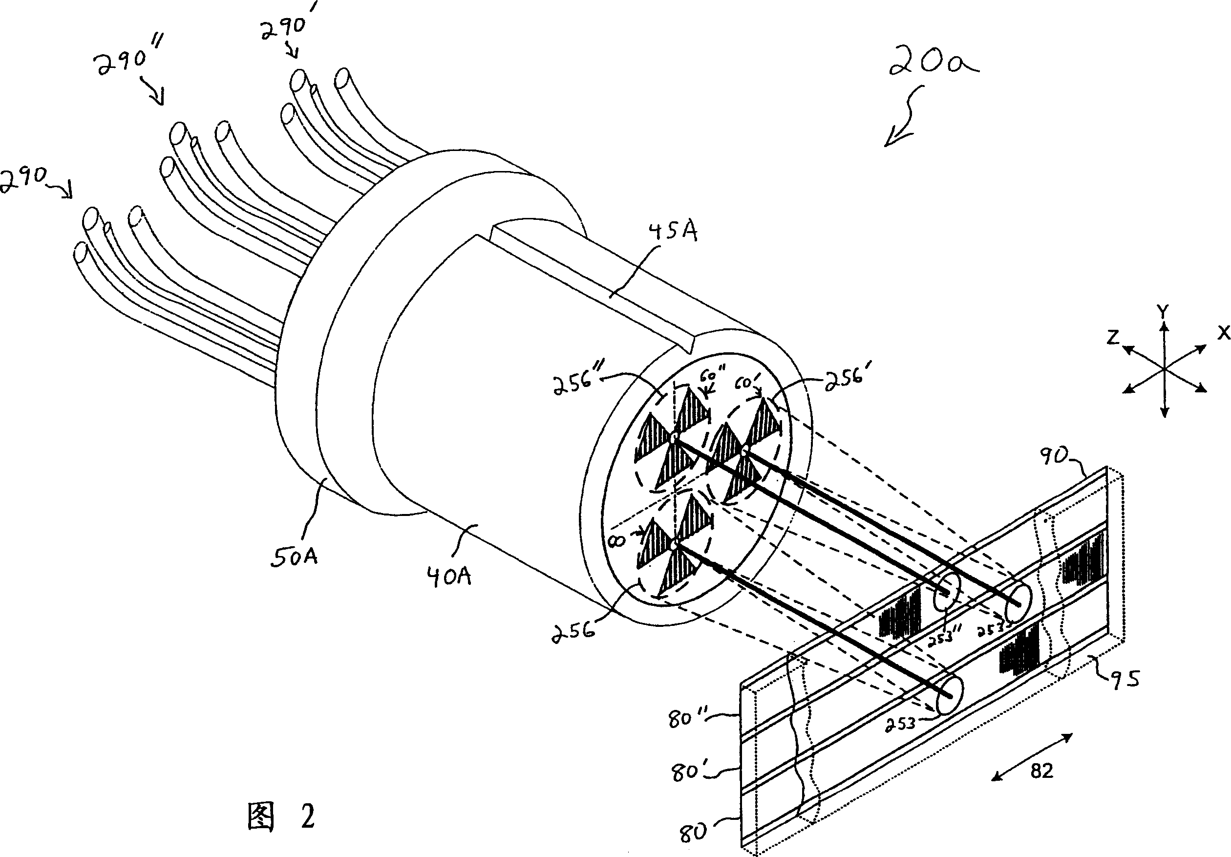 Absolute position miniature grating encoder readhead using fiber optic receiver channels