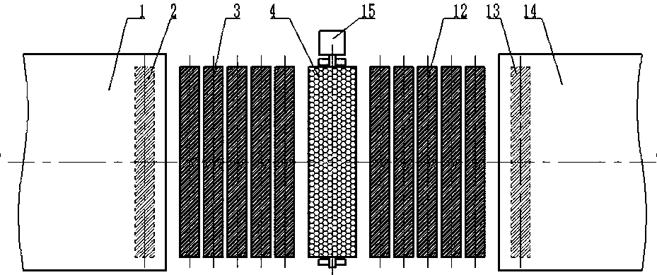 Device for producing tempered embossed plate glass by using float plate glass