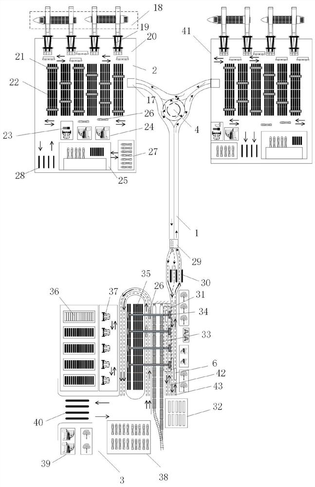 Container sea-railway combined transportation system based on underground passage