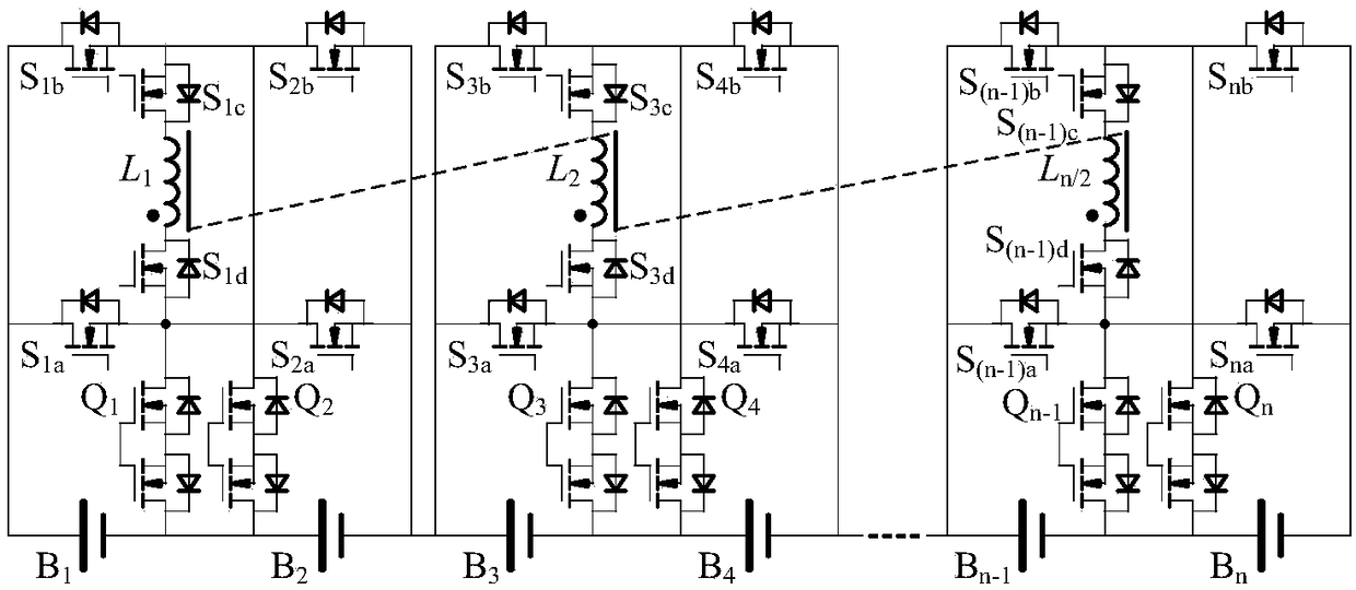 Serial energy storage equalizing circuit with flexible path