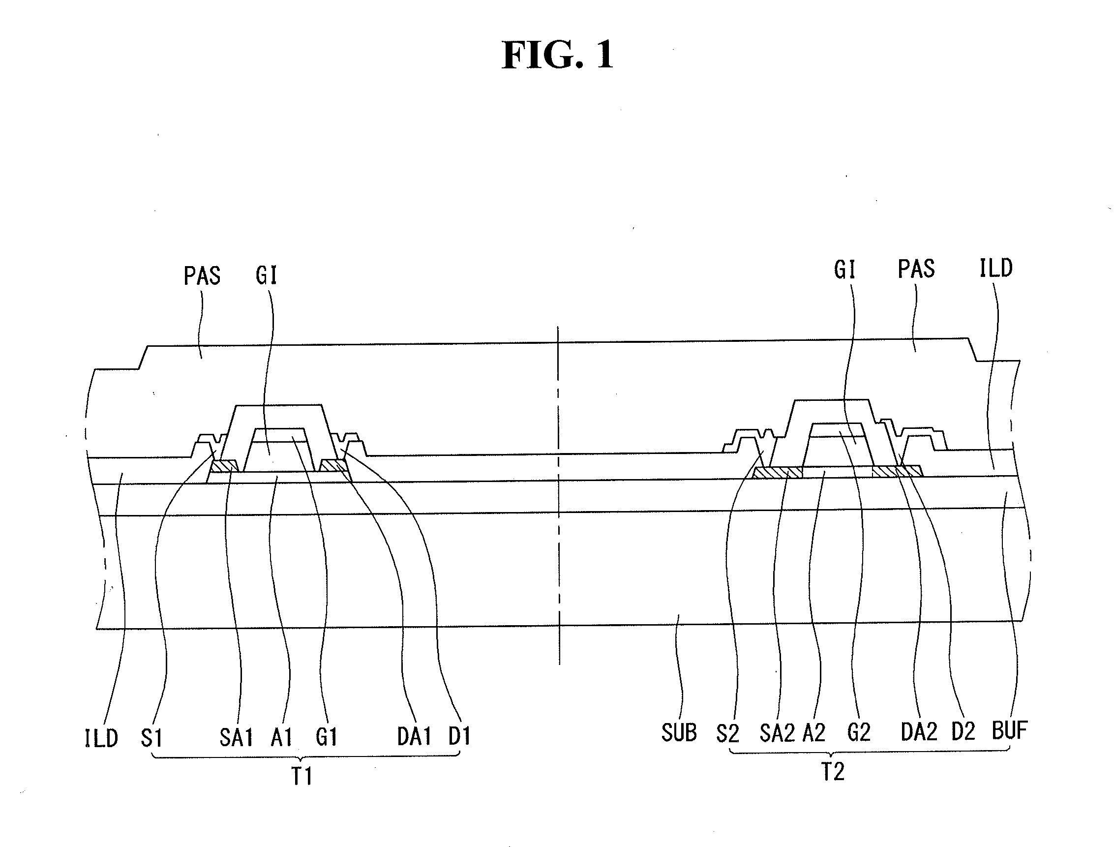 Thin film transistor substrate and display using the same