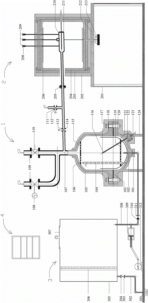 Experimental device for damage and failure process of high temperature and high pressure components