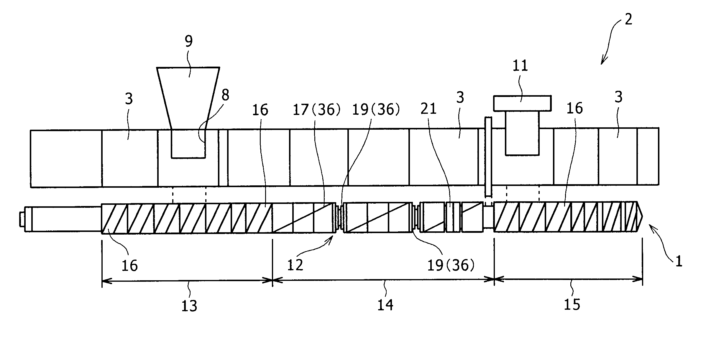 Screw for extruder, bearing segment used in the same and twin screw extruder provided with screw for extruder