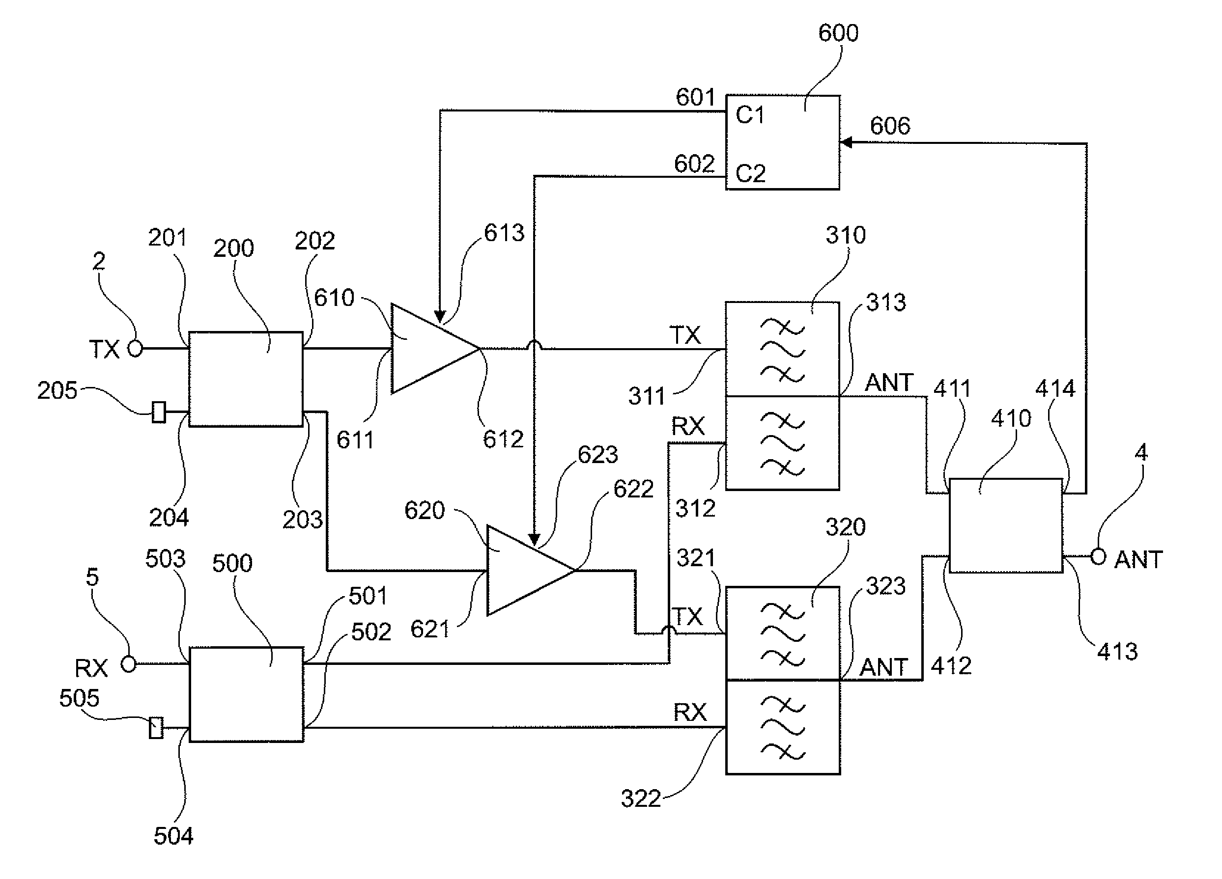 Filter arrangement having first and second duplex filters