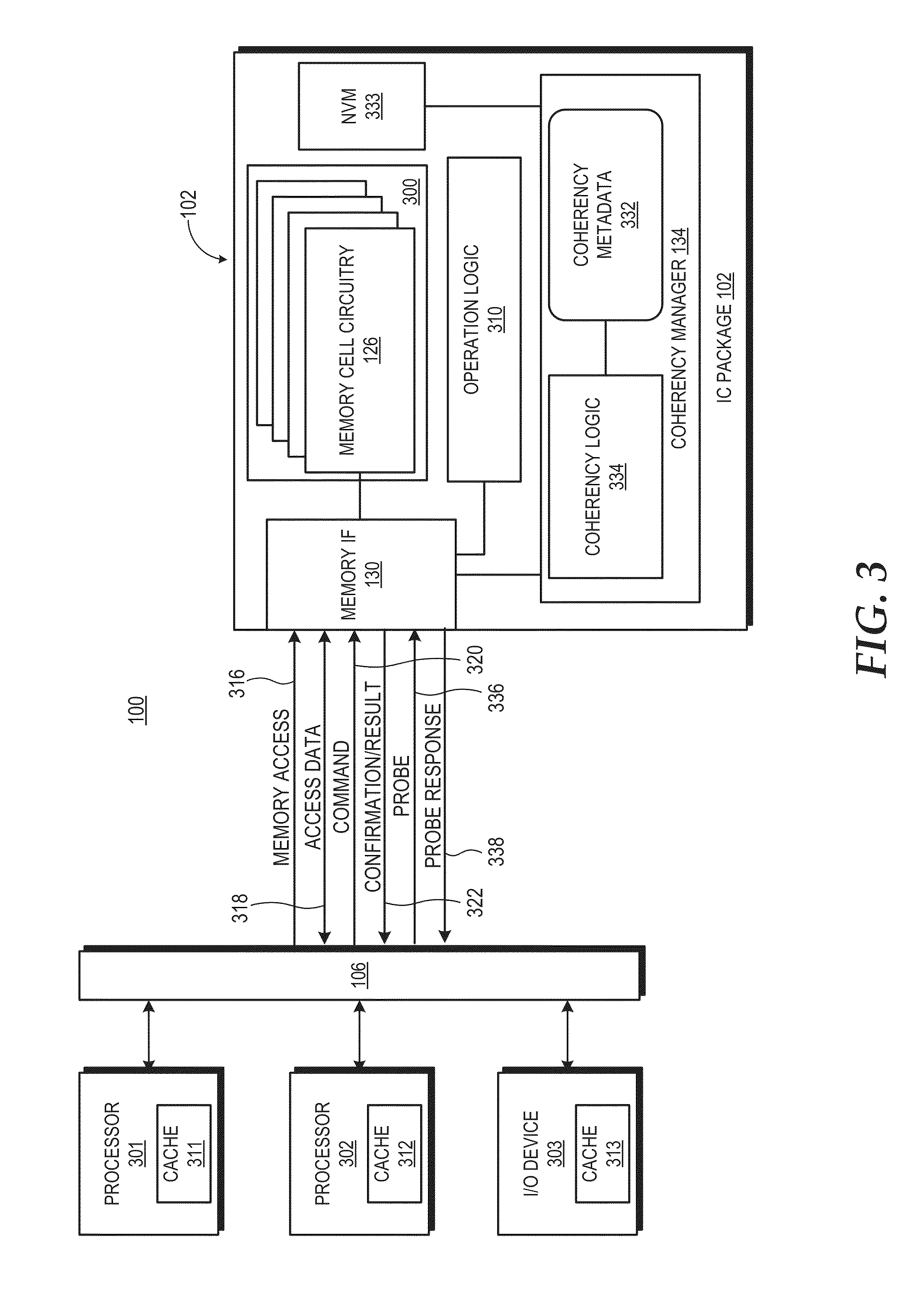 Cache coherency using die-stacked memory device with logic die