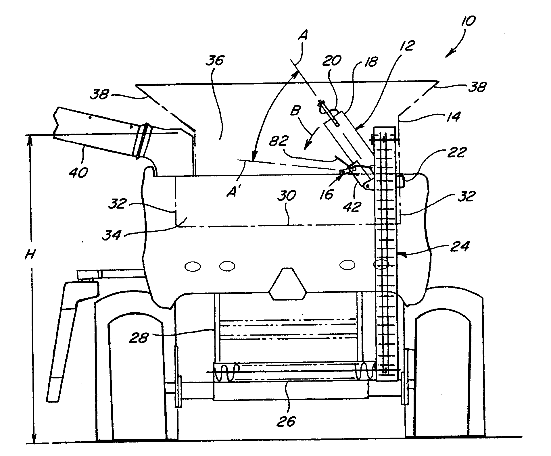 Pivoting conveyor including a holding mechanism configurable for holding the conveyor in multiple positions