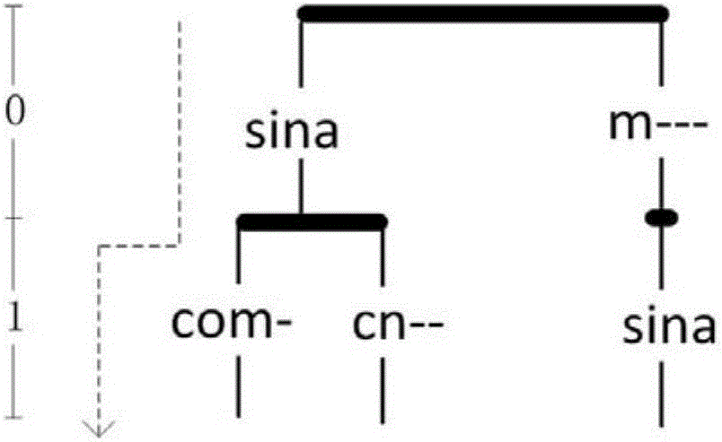 Domain name matching method based on tree automaton