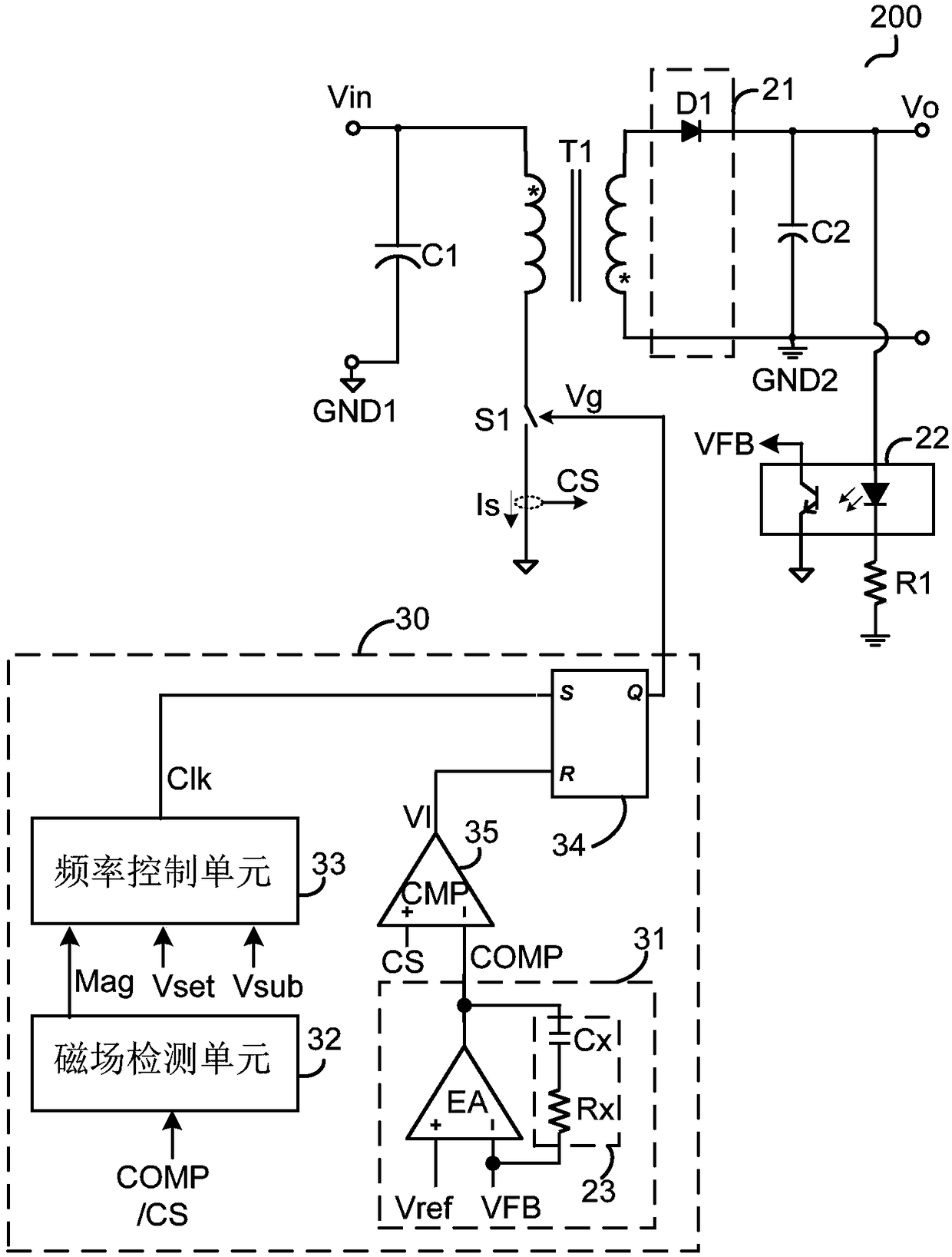 An anti-magnetic interference switching power supply and its control circuit and control method