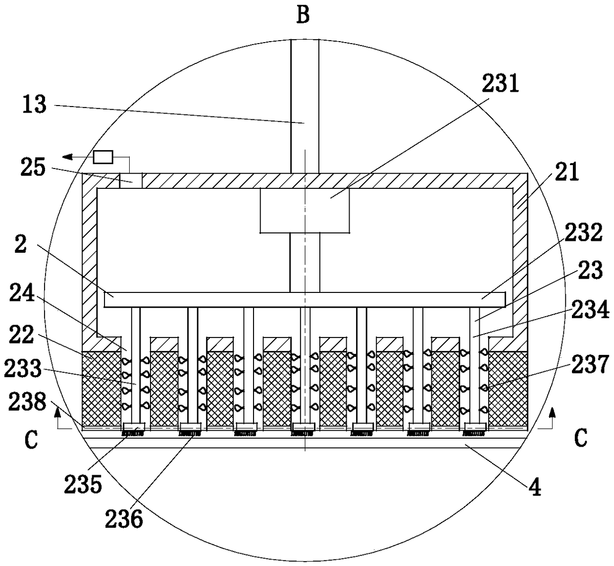 Lead-acid storage battery plate dust removing device