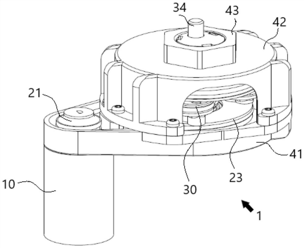 Large-transmission-ratio mute gear box and sweeper applying same